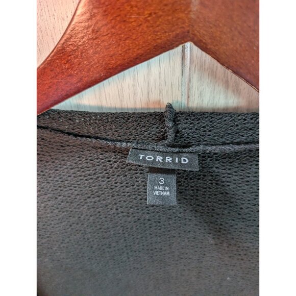 Torrid Black Hooded Drape Cardigan Womens Plus Sz 3 Long Sleeve Open Thin - Picture 3 of 5
